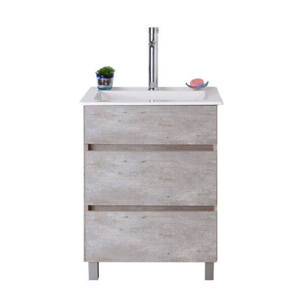 VANITORY PIE C/MESADA (50 CM)  NORDICA CONCRETO 2 CAJONES