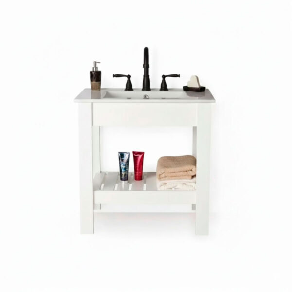 Vanitory píe c/mesada (80 cm) Country Blanco